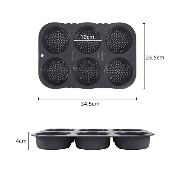 4/6 Grid Silikon Hamburger Bull Pan Non-Stick Bread Loaf Pan Mould för DIY-burgare 4 Holes
