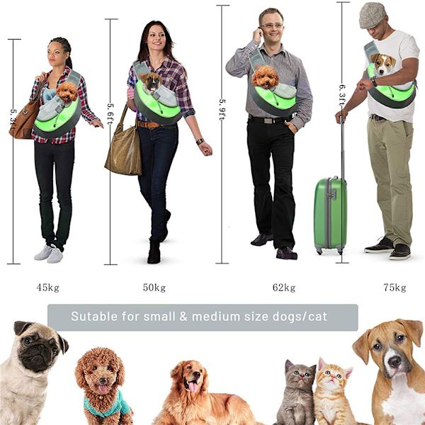 Pet Sling Bag Andas Mesh Justerbar Vadderad rem Outdoor Tote Axelväska för små husdjur Purple L