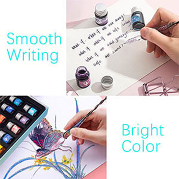 Kalligrafi Dip Pen Set Flerfunktionsfärgad Bläckpenna Bärbar gör-det-själv-penna Gradie Powder S
