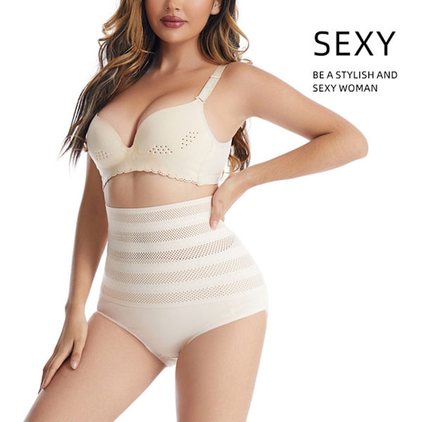 Dam Shapewear Hög Midja Trosor Sömlösa Magkontroll Kalsonger Underkläder 2pcs Skin Color  XL