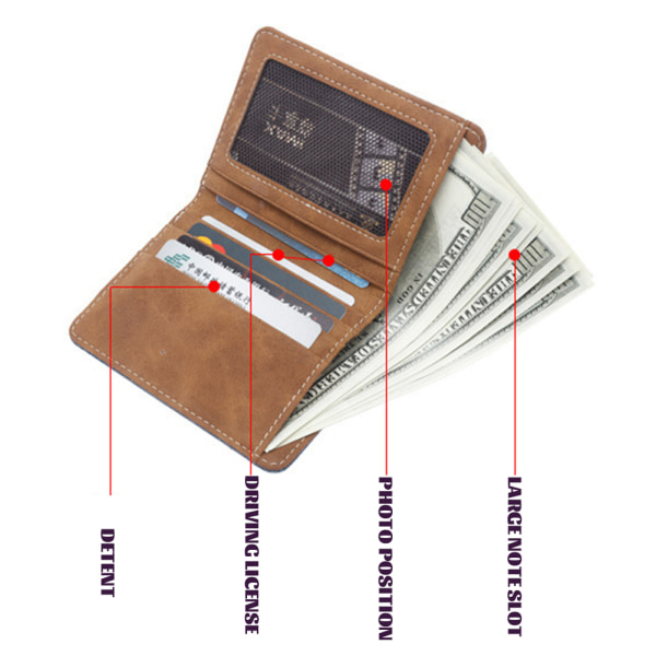 Kort canvas plånbok herr Japansk koreansk version Casual Retro Pengar Klämma Horisontell Slim Card Horder Gray Horizontal