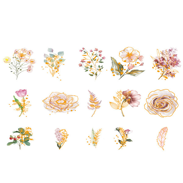 30 st Akvarell Scrapbooking Sticker Pack Simulering Blommor Plant Transparent Decal Collection För DIY Album Dagbok C