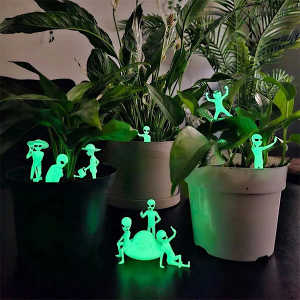Söt glödande i mörkret Växttillbehör Alien Planter Snyggt dekorativt hantverk för skåp Skrivbord Gård Blue