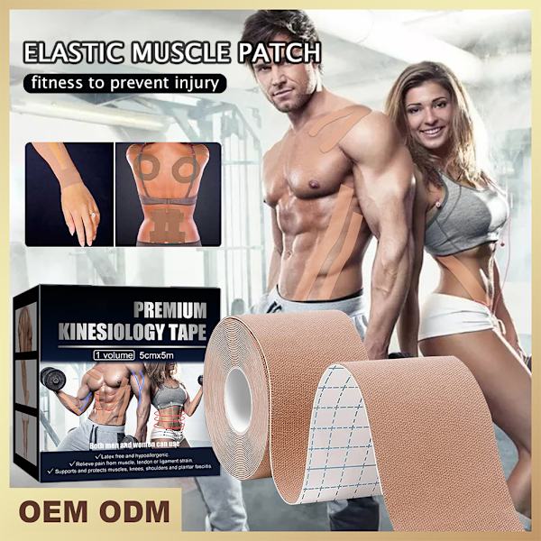 Andas Kinesiologitejp Sportband Förhindra Belastning Atletisk Tejp för Stöd, Smärtlindring, Sjukgymnastik, Återhämtning 2pcs