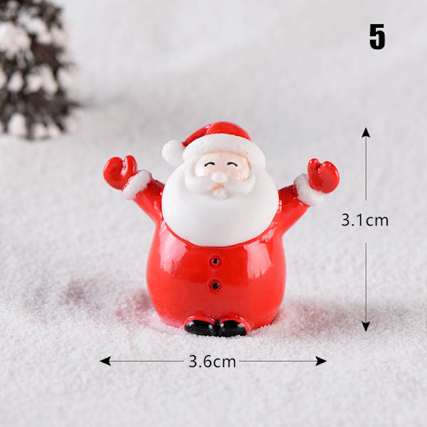 Jultema DIY Mini miniatyrfigur Trädgårdsdeko Jultomten Snögubbe Mikrolandskap för juldekoration 5
