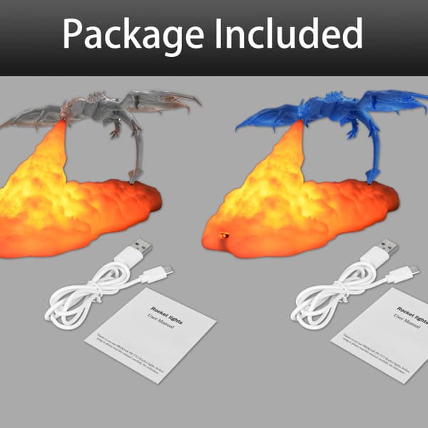 3D printed Fire Breathing Dragons Nattljus Hushållshållfast Sänglampa För Vardagsrum Sovrum Fire Dragon