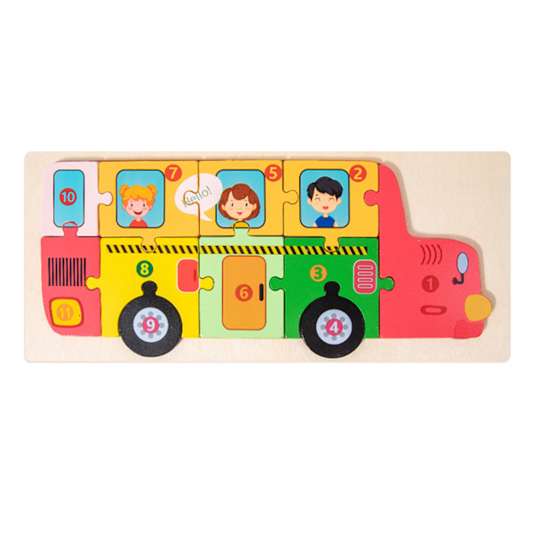 3D Kreativitet Fordon Pussel Leksak Hand-öga-koordination Sticksåg Leksaker för hus School Bus