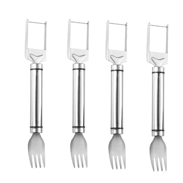 2 i 1 vattenmelon skärgaffel med ergonomiskt grepp Enkel rengöring Återanvändbara fruktskärare för sommarfest Wire 4pcs