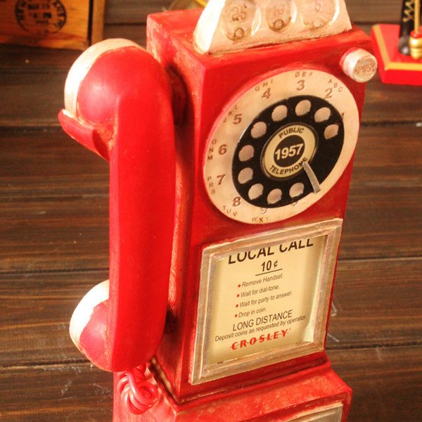 Vintage Rotera Classic Look Dial Telefontelefon Modell Retro Booth Hemdekoration Ornament Red