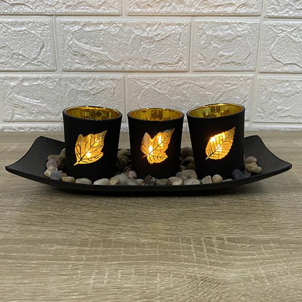 Chic Rustik stil Ljusstakar Romantisk Valentines Dekorativ För Soffa Matbord Center Dekor Black 3pcs