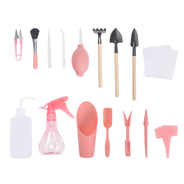 16/12/7 st Mini trädgårdshandverktygsset Suckulentväxter Plantering Bonsaiverktyg Pink 16 Piece Set