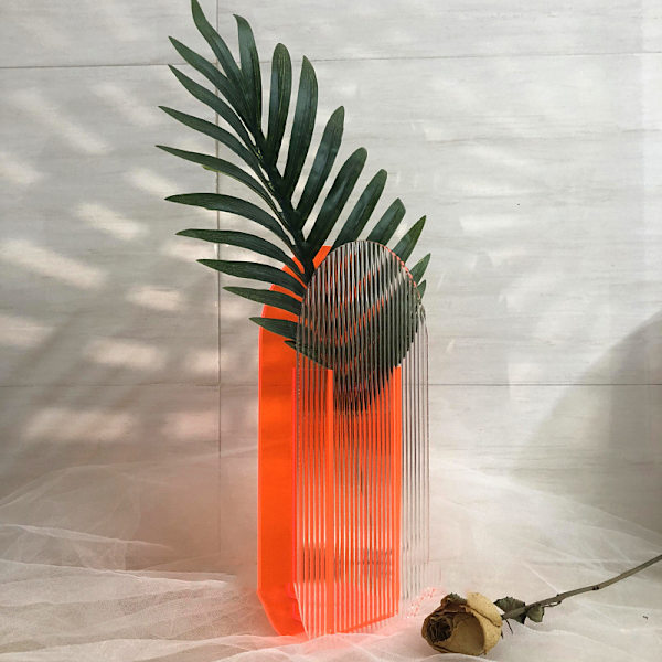 Blomvas färgglad modern samtida design blommig behållare dekoration för hemmakontoret Orange