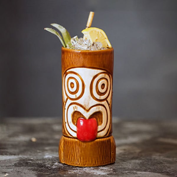 Härlig Hawaii-stil keramisk mugg Flerfunktions-återanvändbar kopp Hem Bar Party Drinkware C 415ML