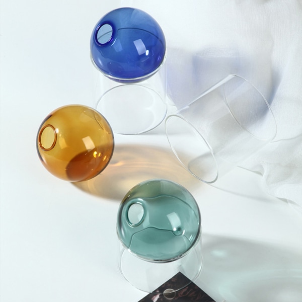 Glasvas Hydroponisk färg Rund vas Heminredning Vardagsrumsdekoration Mini glasvas Skrivbordsdekorationer Blue