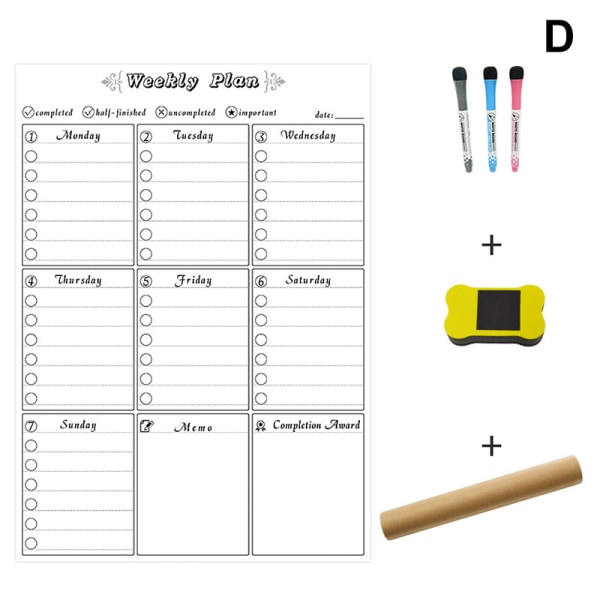 Raderbar kalender för kylskåp Magnetiska whiteboard-kalendrar Månads-/veckoplanerare Organizer Daglig anteckningsbok D
