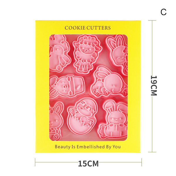 3D-påskkakaschabloner Fleranvändbara gör-det-själv-fondantkaka Godiskakskärare Praktiska köksbakprylar Easter C Set