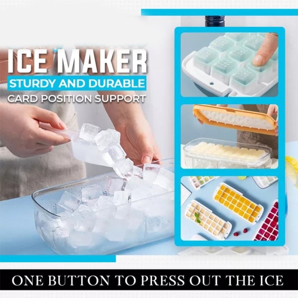 Isbricka med lock och behållare Lätt att släppa islådan Pink Individual Ice Tray