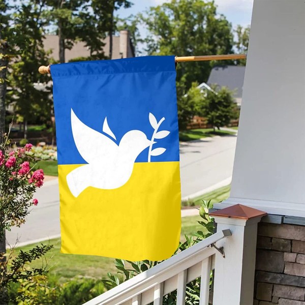 Ukraina Trädgårdsflagga Dubbelsidig Call For Peaceful Yard Lawn House Dekorativt B