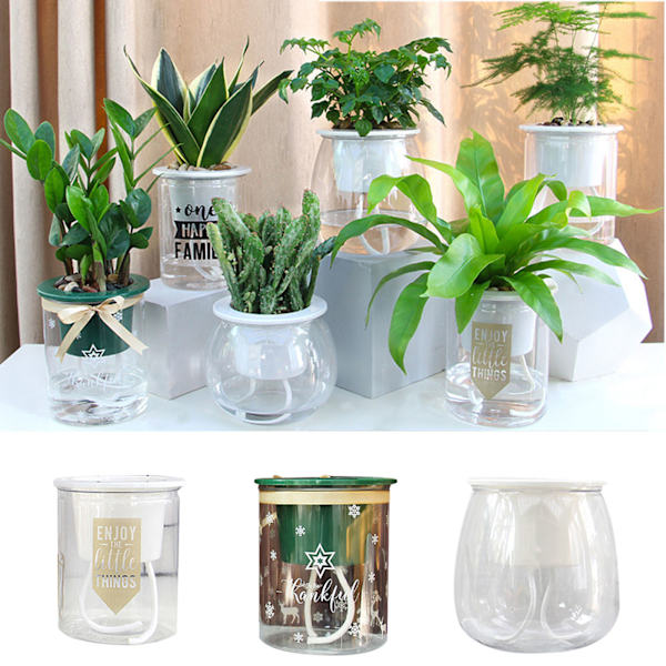 Självvattnande planteringskrukor Mini rund design suckulent växtkruka Inomhus Hemträdgård Modern dekorativ kruka C103 Soil Culture Black Letters