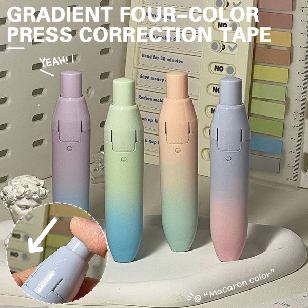 Gradient Color Case Press-Type Correction Tejp Enkelt utbytbara kärnor Korrigeringstejp för kontorsskola Green