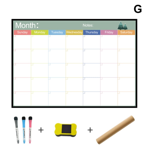 Raderbar kalender för kylskåp Magnetiska whiteboard-kalendrar Månads-/veckoplanerare Organizer Daglig anteckningsbok G