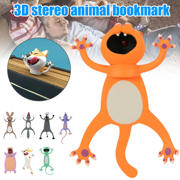 Galet bokmärke för roligare läsning 3D Stereo Cartoon Lovely Animal Bookmark Wacky Bookmark H