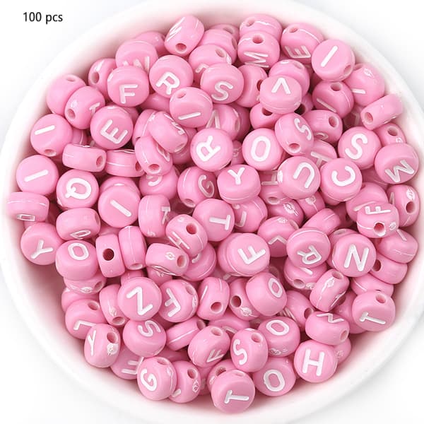 Akryl alfabetpärlor Multipurpose DIY Smyckenstillbehör Kreativa armband Örhängen Handgjorda hantverk Pink