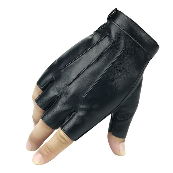 1 par PU-läder halvfingerhandskar Män Kvinnor Ridning Utomhussport Fotvandring Yogahandskar Black