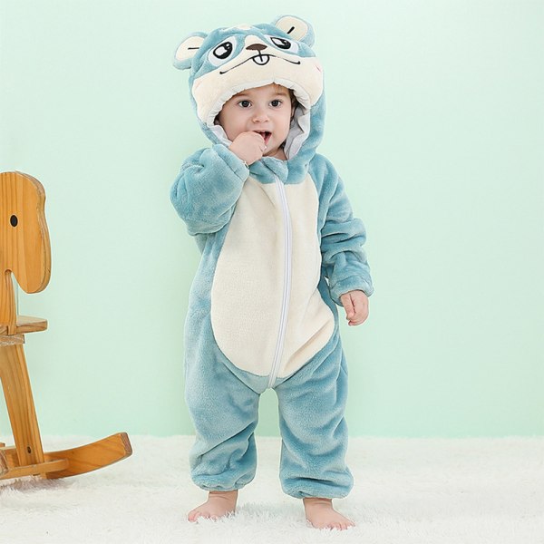 Barn Flanell Plysch Overall Söt Cartoon Djur Design Huva Onesie Pyjamas Smart Mouse 70