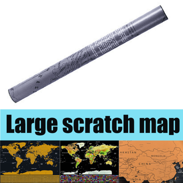 Skrapar av världskartan Väggaffisch Stora skrapar ut karta för resande hem L