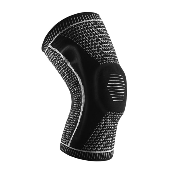 Utomhuskompression Sport Silikonfjäder Andningsbara knäskydd Vandring Löpning Basket Cykling Stickade knäskydd Gray M