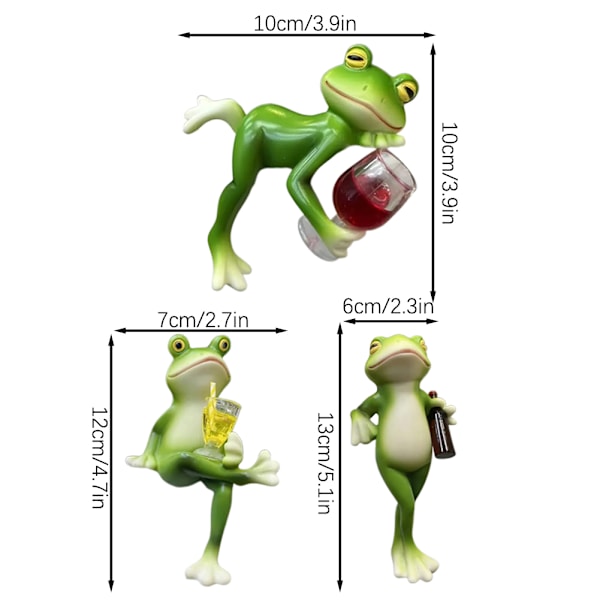 Tipsy Frogs Statuer Sjove Frøer Statue Blomsterpotte Miniature Frøer Figurer Plantedekorationer Til Potter 5175