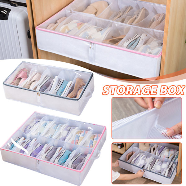 Under sängen Skoförvaring Organizer Clear Window Design Passar för höga klackar och tennisskor Gray Large