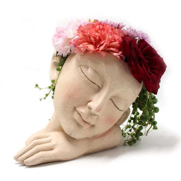 Simulering Människoansikte Blomkruka Multipurpose Resin Succulent Planter Creative Desktop Ornament För Hemträdgård