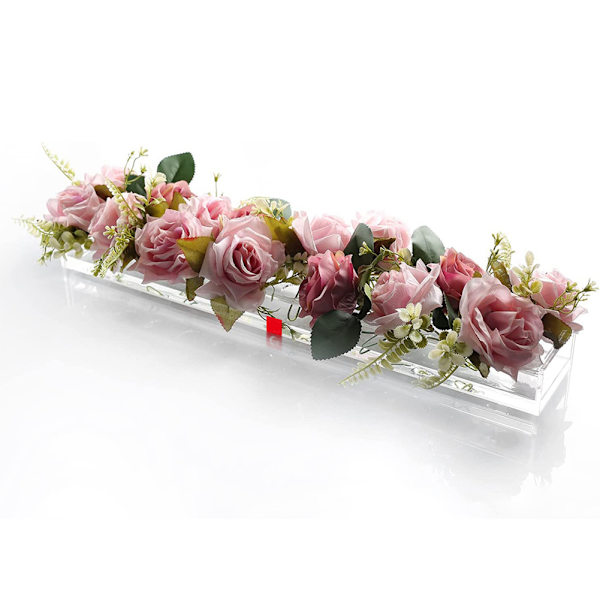 Genomskinlig akryl blomstervas Blomsterarrangemang Dekorativ vas Moderna matbord mittstycken 40*10 * 6cm