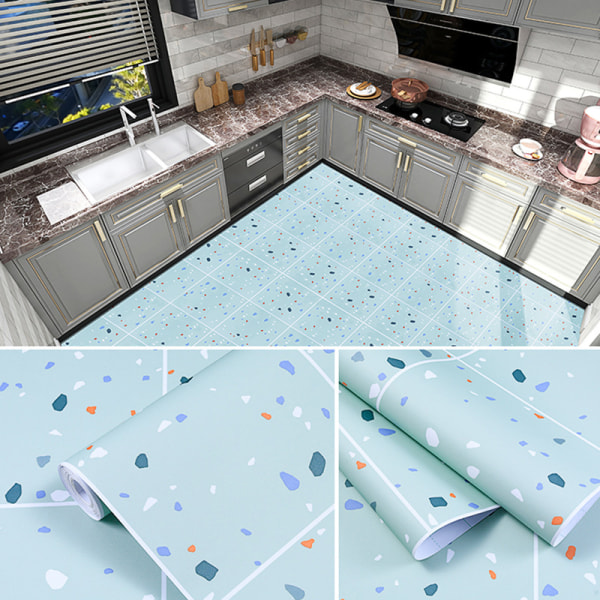 Självhäftande golvplattor Vattentäta halkfria dekaler för badrum Kök Vardagsrum D 100*60*6cm