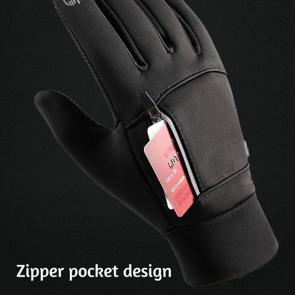 Skidhandskar med pekskärm för män med ficka Mjuka vattenavvisande thermal handskar för vandringsfiske Grey L