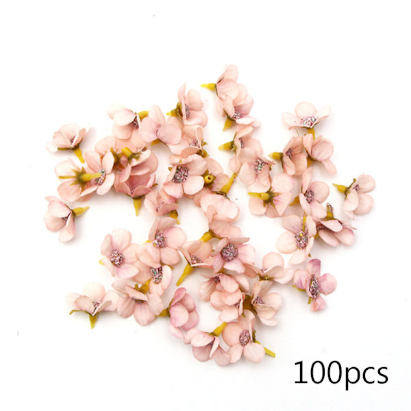 Mini konstgjorda blommor Flerfärgad DIY-krans Handgjord hantverksdekoration för bröllopsfödelsedagsfest Light Pink 100pcs