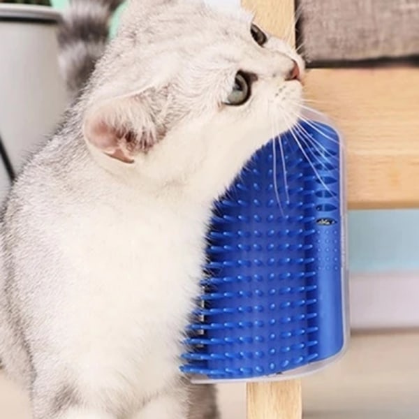Hörn Hår Gnuggande Apparat Massage Borste Skrapa Kam Katt Hörn Massager Klåda Device Pet Cat Supplies Blue