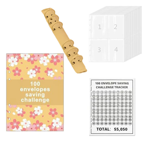 100 kuvert utmaningar anteckningsbok med cover Spara 5050 dollar på 100 dagars sätt present till födelsedag Yellow