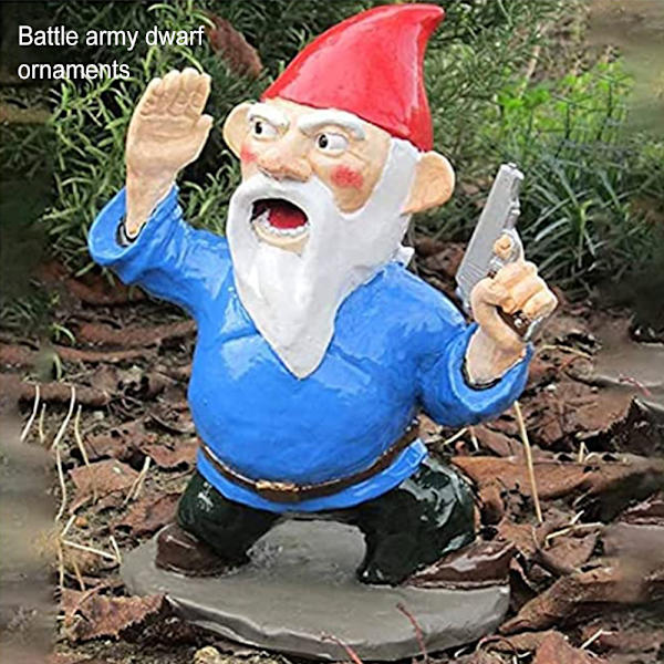 Trädgård krigstomtar Halloween tomtar Dekor Staty Gräsmatta Uteplats Yard Strid Roliga tomtar Figurer Harts Tecknad Skulptur Rocket Launch