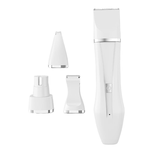 Multi In 1 Kæledyrspote Trimmer Genopladelig Vandtæt Kæledyrspleje Barbermaskine Digital Display Professionel Kæledyrsklipper Til Hunde Kat Bright And White 4 in 1
