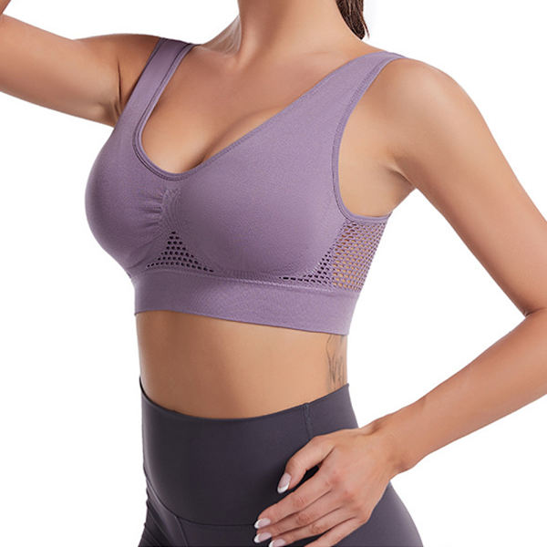 Hollow Sports BH For Women Hudvänliga Bekväma underkläder för inomhusträning Light Purple 4XL