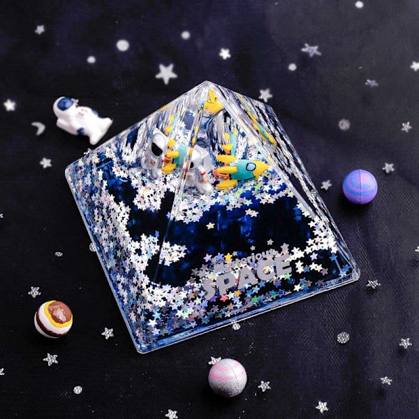 Flytande kvicksand Pyramid Blyertspenna Hållare Mysterious Space Akryl Harts Skrivbord Dekorativ Organizer Gold