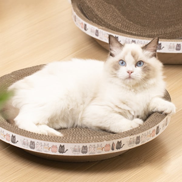 Skålformad kattskrapbräda med fiskleksaker Roliga bettsäker träning Kattleksaker för kattungar Katt husdjur elliptic Medium