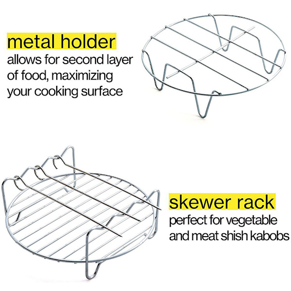 5 st set Air Fryer Tillbehör Kakfat Pan Rack Mat Kit Bärbar för 4,2-5,8QT
