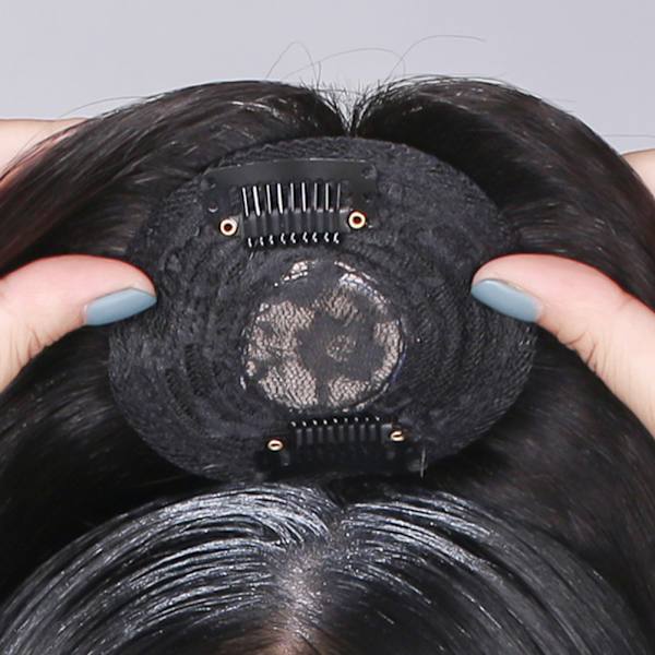 Clip-On Hair Topper Straight Extension Cover Vit Sparse Hair Hairpiece NATURAL BLACK