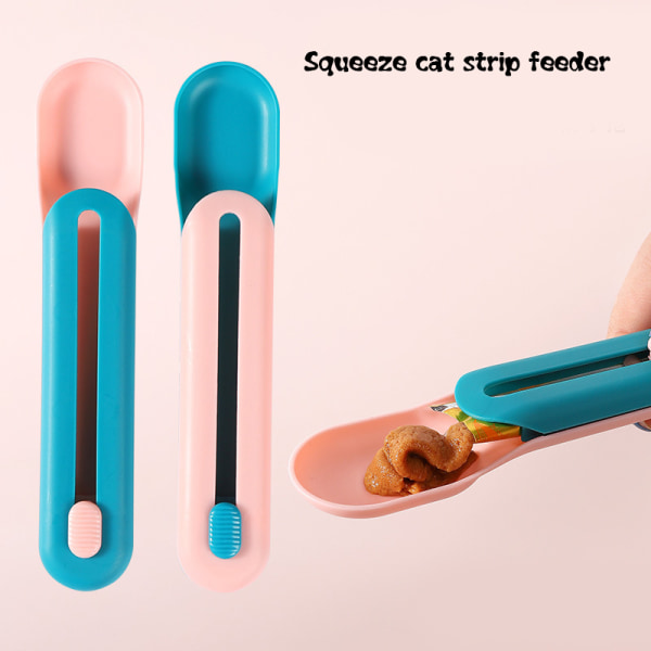 Husdjursmatningssked Långremsa Katt Snack Squeezer Matare Mini Pet Eating Supplies Blue Spoon