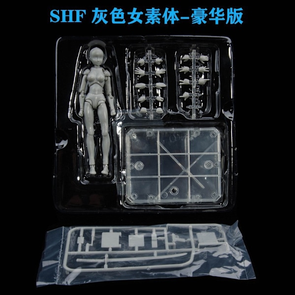 Inhemsk SHF-figur Människokropp för män och kvinnor Handgjorda modellkonst Tecknad målning Skissreferens Led rörlig docka Shf Deluxe Gray Female