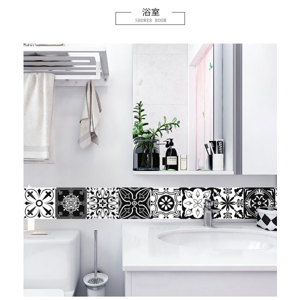 10st grått retromönster matt yta kakel klistermärke Överföringar Överdrag för kök badrumsbord Golv Slitstarka väggdekaler Green